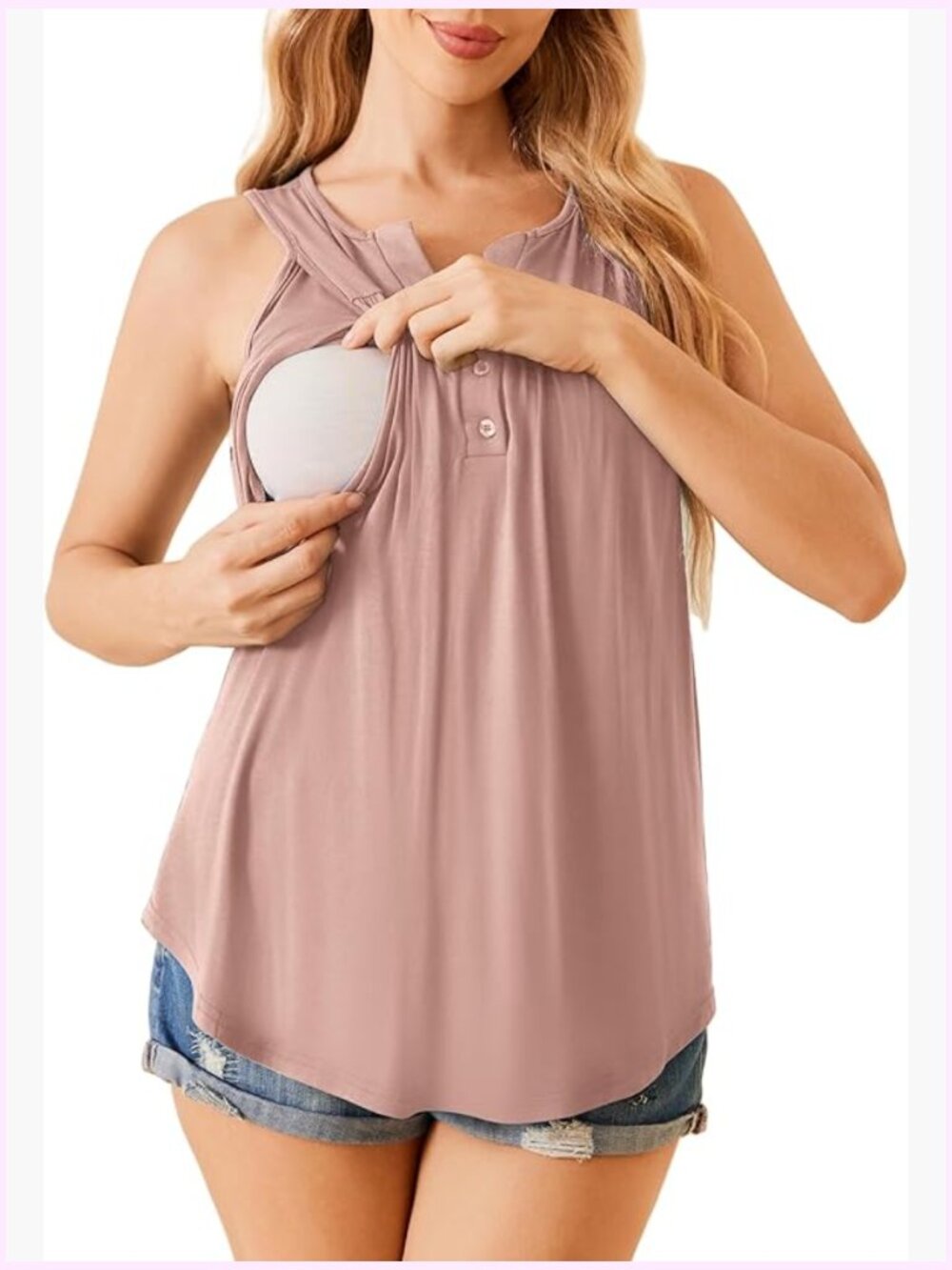 Maternity Nursing Tank Top Sleeveless Double Layer Breastfeeding Shirts Summer